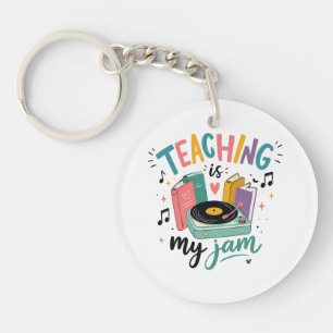 Retro Teaching Is My Jam Vinyl Record Teacher Keychain