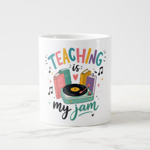 Retro Teaching Is My Jam Vinyl Record Teacher Large Coffee Mug
