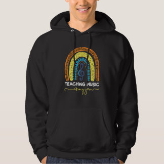 Retro Teaching Music My Jam Music Teacher Rainbo Hoodie