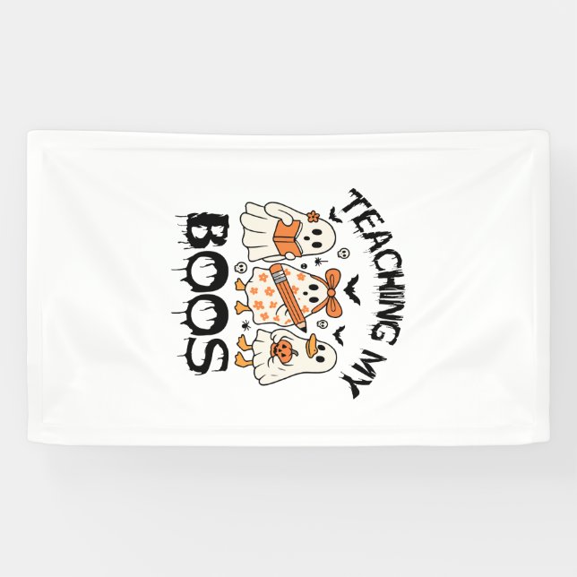 Retro Teaching My Boos Halloween Banner (Horizontal)