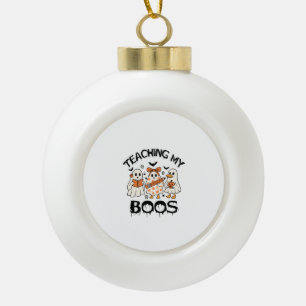 Retro Teaching My Boos Halloween Ceramic Ball Christmas Ornament