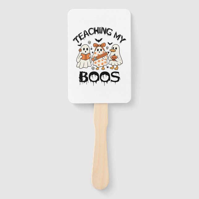 Retro Teaching My Boos Halloween Hand Fan (Front)