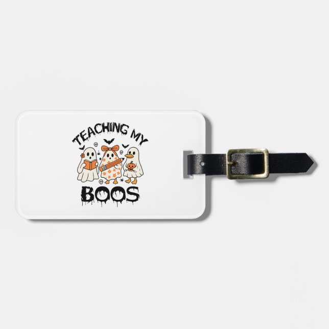 Retro Teaching My Boos Halloween Luggage Tag (Front Horizontal)