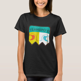 retro teahupoo  surf shirt with two big waves
