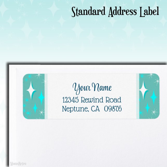 Retro Teal and White Stars Editable Return Address (Retro Teal and White Stars Editable Return Address Label)