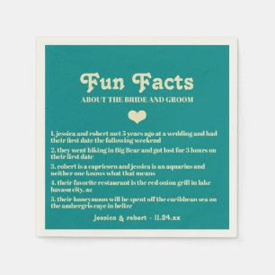 Retro Teal Blue Fun Facts Personalized Napkin