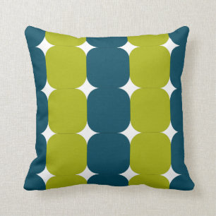 Retro Teal & Chartreuse Throw Pillow