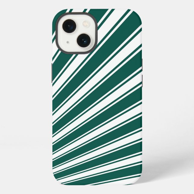 Retro Teal green Funky Sun Rays Background iPhone Case (Back)