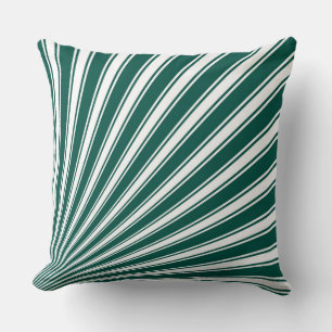 Retro Teal green Funky Sun Rays Background Throw Pillow