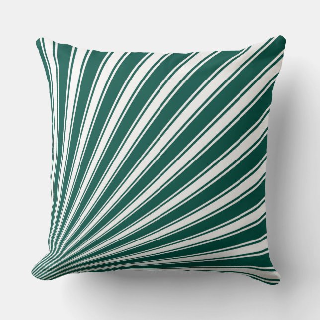 Retro Teal green Funky Sun Rays Background Throw Pillow (Front)