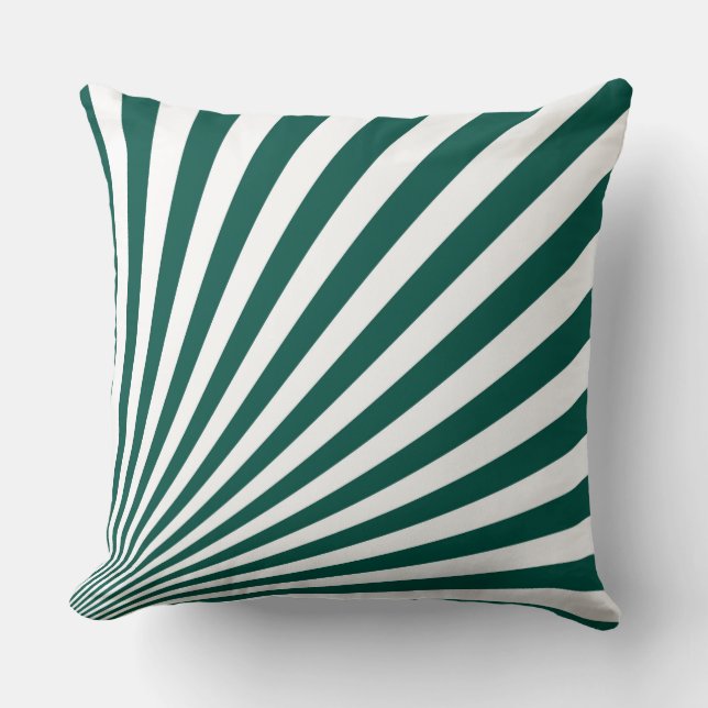 Retro Teal green Sun Rays Background Throw Pillow (Front)