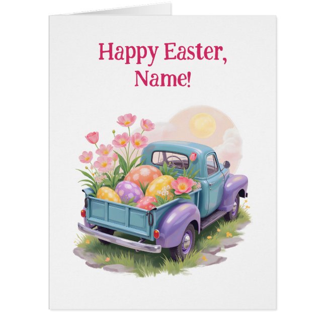 Retro Teal & Purple Truck with Easter Eggs (Devant)