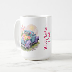 Retro Teal & Purple Truck with Easter Eggs Coffee Mug