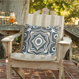 Retro Teal Slate Blue Gray Taupe Brown Art Pattern Outdoor Pillow
