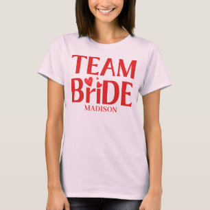 Retro Team Bride Bachelorette Red Pink T-Shirt