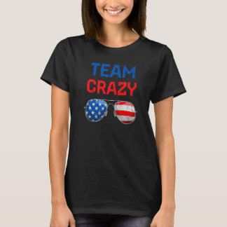 Retro Team Crazy   Not Normal Usa Flag Sunglasses T-Shirt