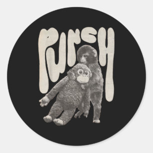 Retro team punch baby monkey classic round sticker