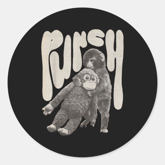 Retro team punch baby monkey  classic round sticker (Front)