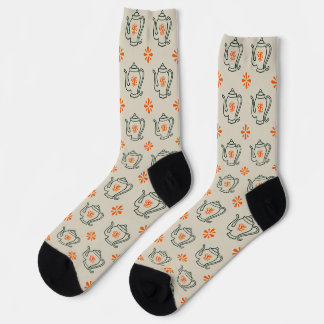 Retro Teapot Seamless Pattern Socks