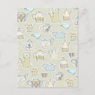 retro teapots 2 postcard