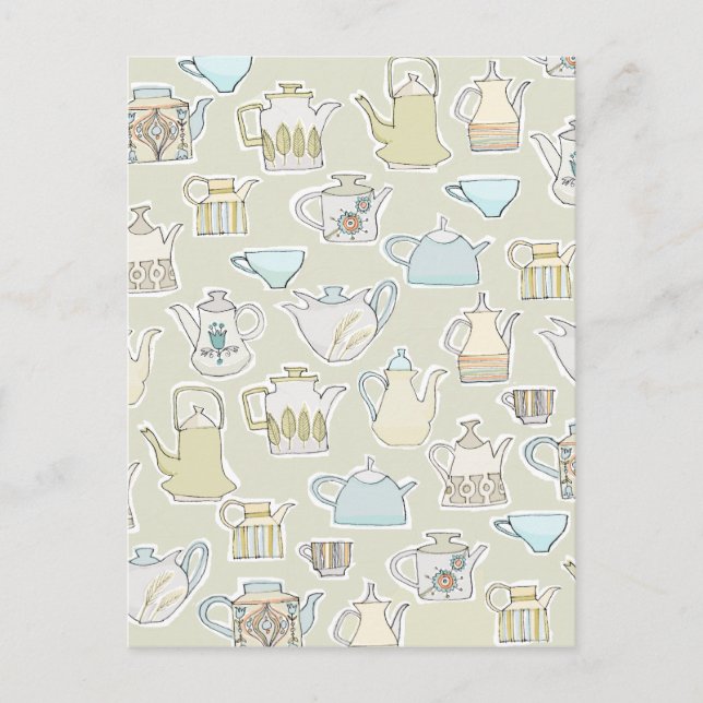 retro teapots 2 postcard (Front)