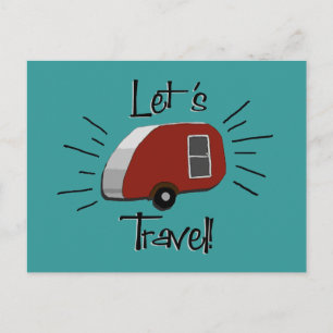 Retro Teardrop Camper Postcard