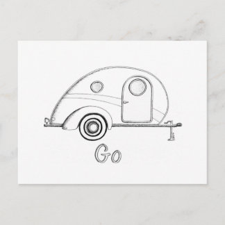 Retro Teardrop Camper Postcard