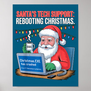 Retro Tech Support s Santa Rebooting Poster