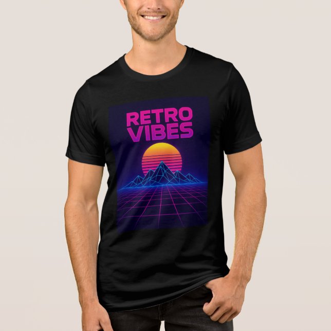 Retro Tech Vibes Neon Synthwave Design Shirt (Front)