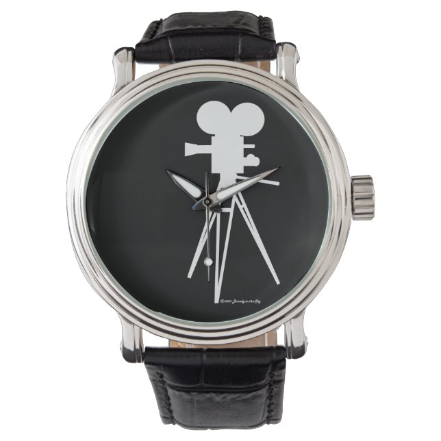 Retro Technicolor Movie Camera Silhouette Watch (Front)