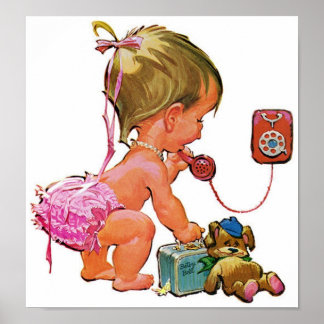 Retro Telephone Toddler Poster