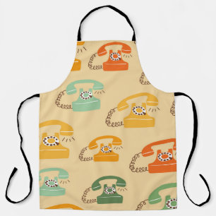 Retro telephones, colourful seamless pattern. apron