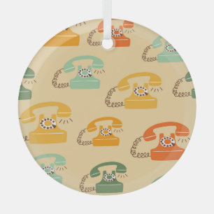 Retro telephones, colourful seamless pattern. glass ornament