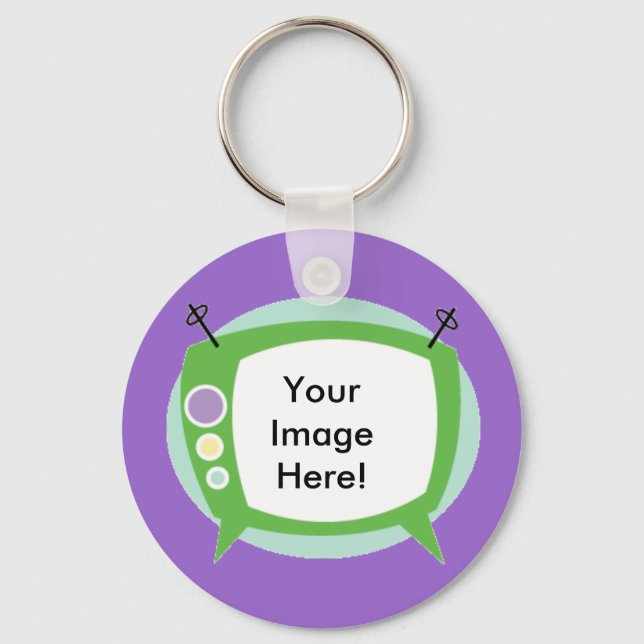 Retro Television ~ Add your Photo!! Keychain (Front)
