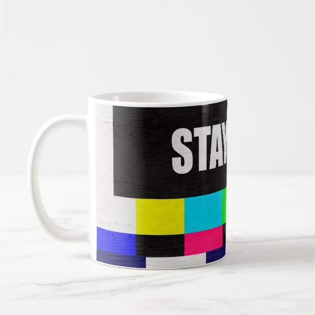 retro television test pattern with stay calm messa coffee mug (Left)