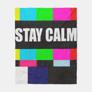 retro television test pattern with stay calm messa fleece blanket
