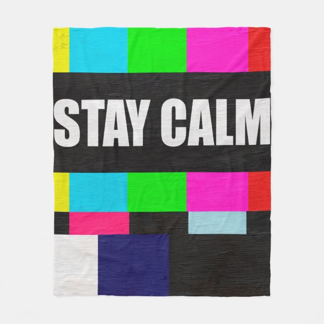 retro television test pattern with stay calm messa fleece blanket (Front)