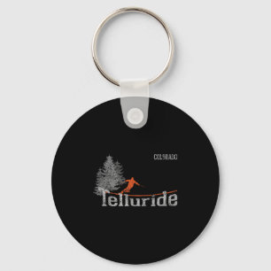 Retro Telluride Colorado Distressed Skiing Keychain