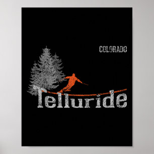 Retro Telluride Colorado Distressed Skiing Poster
