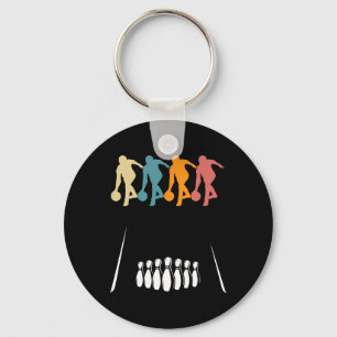 Retro Ten 10 Pin Bowling Team Costume Funny Bowler Keychain