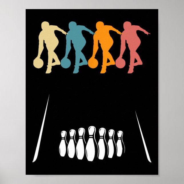 Retro Ten 10 Pin Bowling Team Costume Funny Bowler Poster (Front)