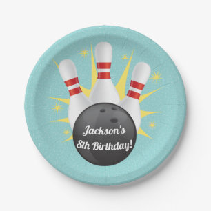 Retro Tenpin Bowling Party Paper Plate