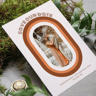 Retro Terracotta Arch Photo Save Our Date  Invitat Invitation