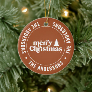 Retro Terracotta Christmas Modern Minimal Unique Ceramic Ornament