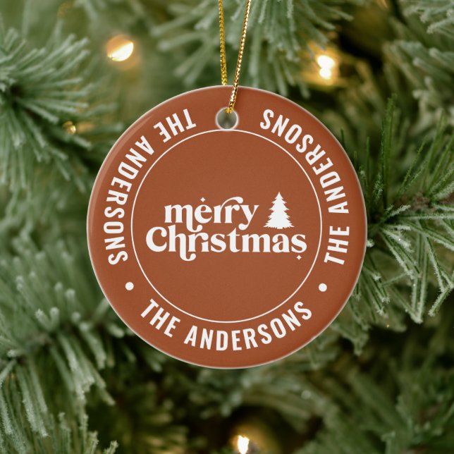 Retro Terracotta Christmas Modern Minimal Unique Ceramic Ornament (Tree)