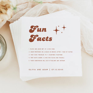 Retro Terracotta Fun Facts Wedding Napkin