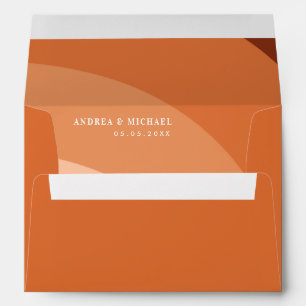 Retro Terracotta Peach Waves Bohemian 70s Wedding Envelope