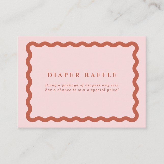 Retro Terracotta & Pink Baby Shower Diaper Raffle  Enclosure Card (Front)