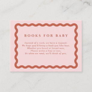 Retro Terracotta & Pink Wavy Frame Books for Baby Enclosure Card