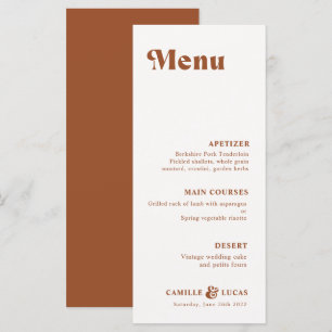 Retro Terracotta Rust Wedding Menu